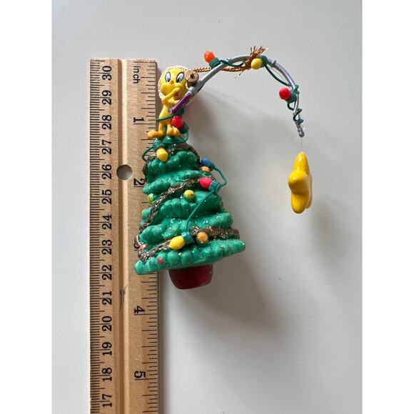 Looney Tunes Christmas Ornament Tweety On Tree Fishing Star Trevco 2000 - Picture 3 of 3